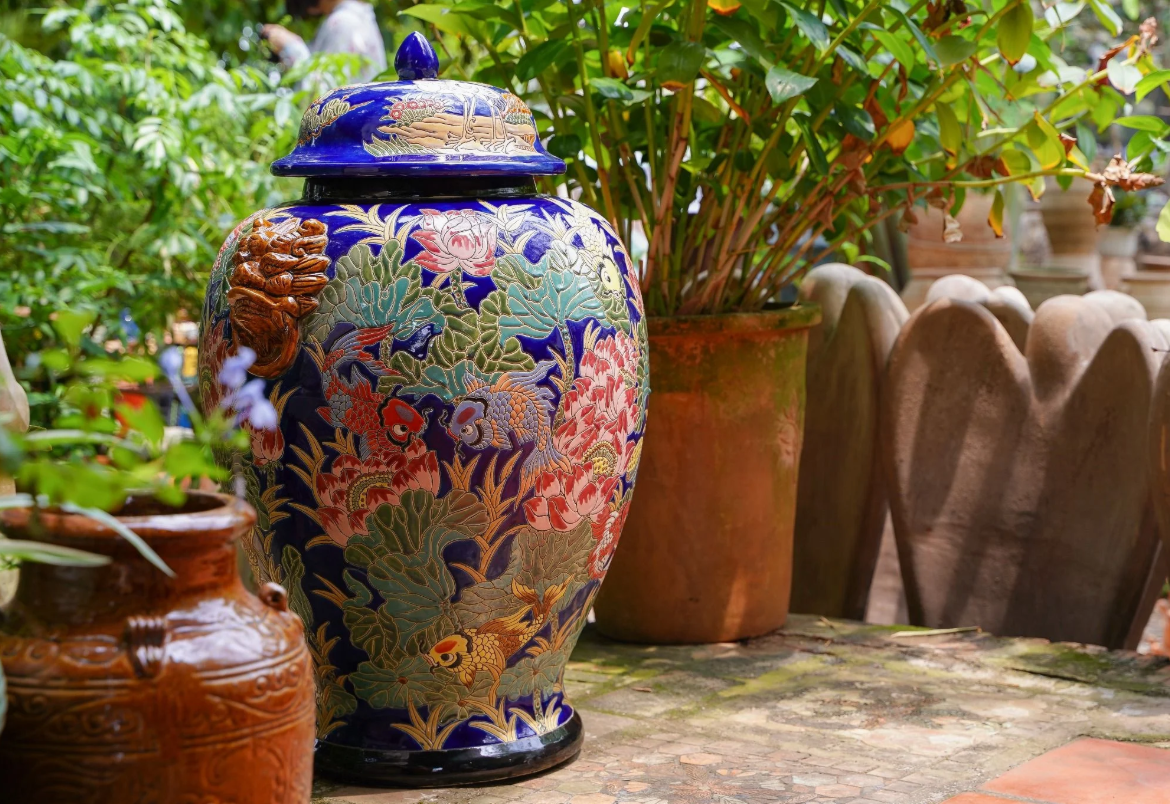 Cặp chóe họa tiết hoa sen